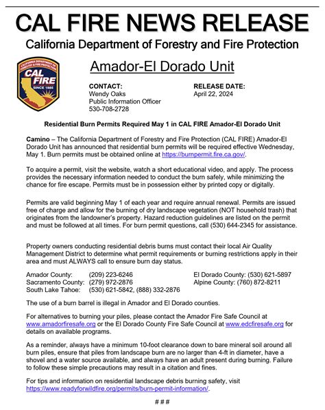 el dorado county burn day info